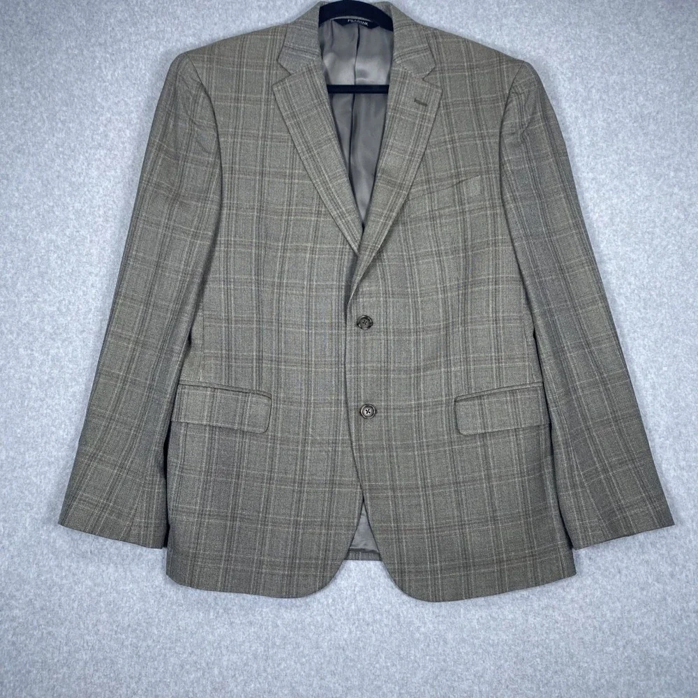 Jos A Bank Sport Coat Mens 43 Regular Brown Plaid Silk Wool Signature Blazer